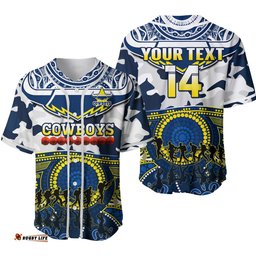 Custom Text And Number Cowboys Rugby ANZAC Baseball Jersey Shirt Indigenous Poppy Mix Camouflage Ver.02