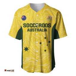 Custom Australia Socceroos Baseball Jersey Shirt Go Aussie Marble Pattern Sporty Style