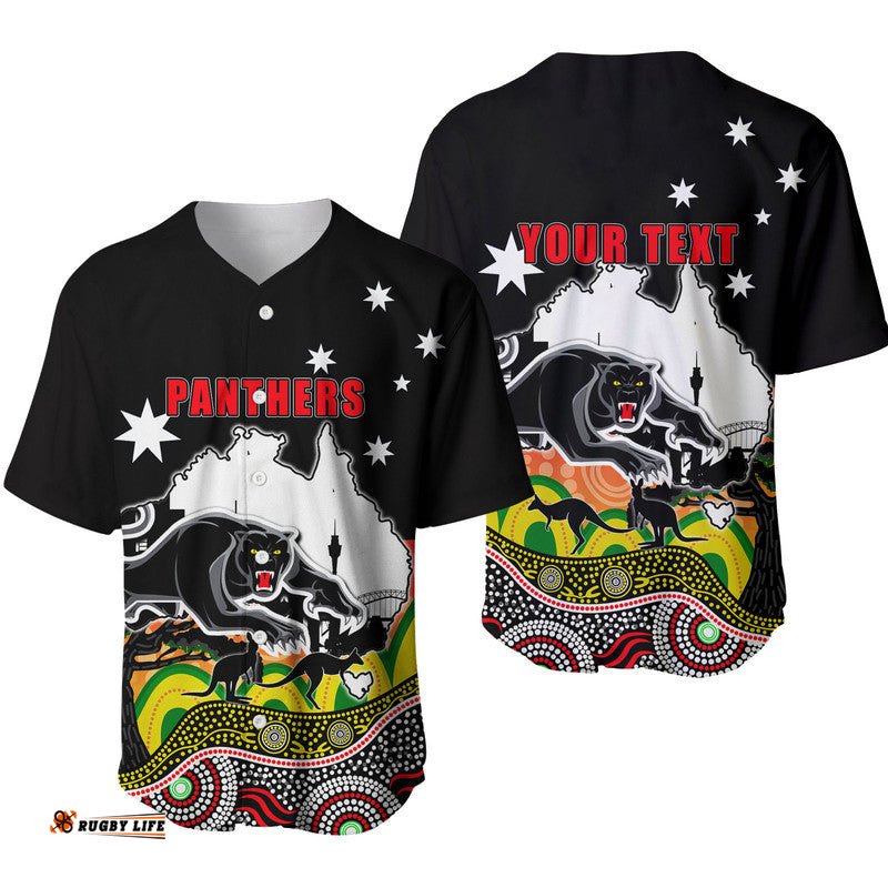Custom Personalised Panther Rugby Baseball Jersey Shirt Australia Day Style