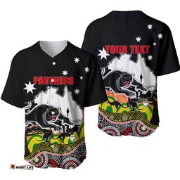 Custom Personalised Panther Rugby Baseball Jersey Shirt Australia Day Style