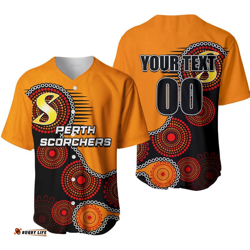 Custom Personalised Perth Scochers Baseball Jersey Shirt Aboriginal Circle
