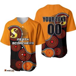Custom Personalised Perth Scochers Baseball Jersey Shirt Aboriginal Circle