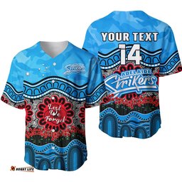 Custom Text And Number Adelaide Strikers Cricket ANZAC Baseball Jersey Shirt Poppy Aboriginal Camouflage Ver.01