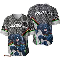 Custom Personalised Panthers Rugby Baseball Jersey Shirt Mix Aboriginal Simple