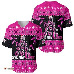 Sydney Sixers Cricket Christmas Baseball Jersey Shirt Merry Xmas Indigenous Art