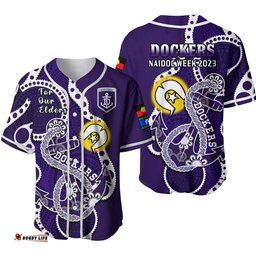Fremantle Football NAIDOC Baseball Jersey Shirt Dockers For Our Elders Indigenous Art Ver.02