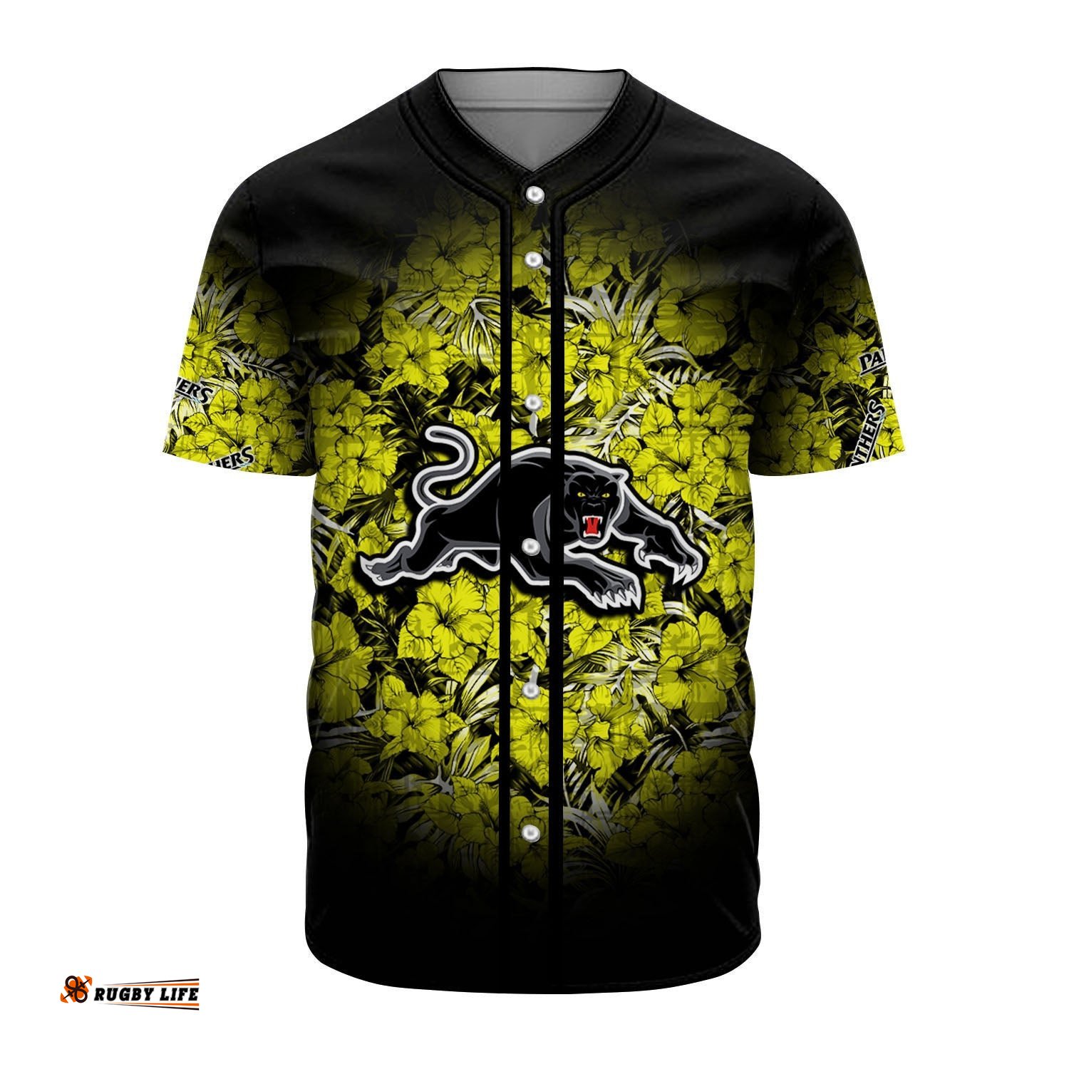 Penrith Panthers Baseball Jersey Shirt Polynesian Hibiscus Tropical Vintage NRL
