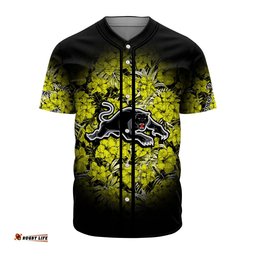 Penrith Panthers Baseball Jersey Shirt Polynesian Hibiscus Tropical Vintage NRL