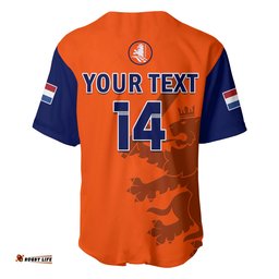 Custom Text And Number Netherlands Cricket Baseball Jersey Shirt ODI Simple Orange Style
