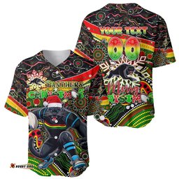 Merry Christmas Penrith Panthers Baseball Jersey Shirt Aboriginal Santa Rugby Mascot The Riff
