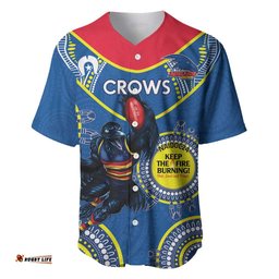 Custom AFL Crows NAIDOC Week Baseball Jersey Shirt Keep The Fire Burning Indigenous Art
