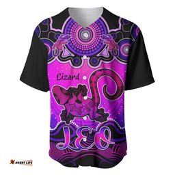 Personalised Australia Leo Lizard Zodiac Baseball Jersey Shirt Auz Astrology Aboriginal Magenta