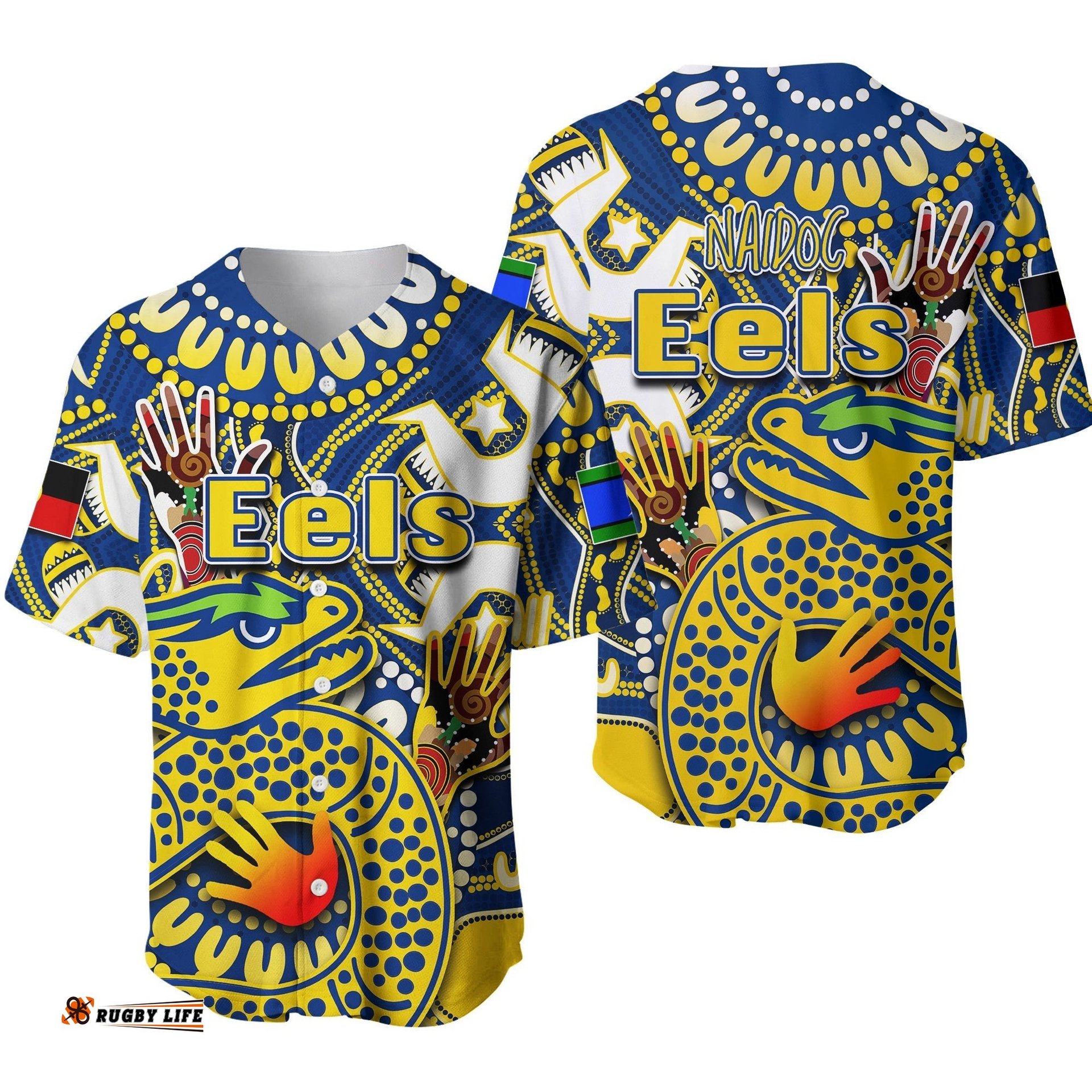 Eels NAIDOC Aboriginal Patterns Baseball Jersey Shirt No.1
