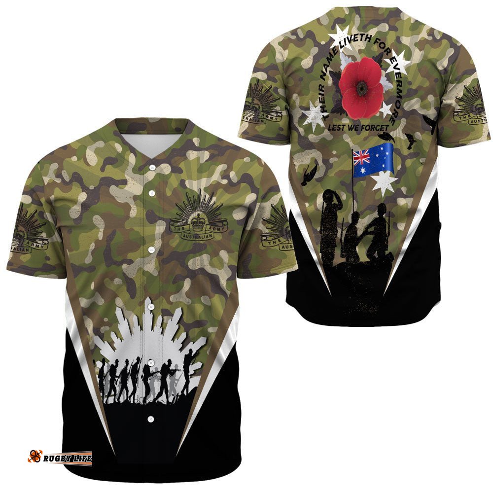 Anzac Day Their Name Liveth For Evermore Baseball Jersey Shirt
