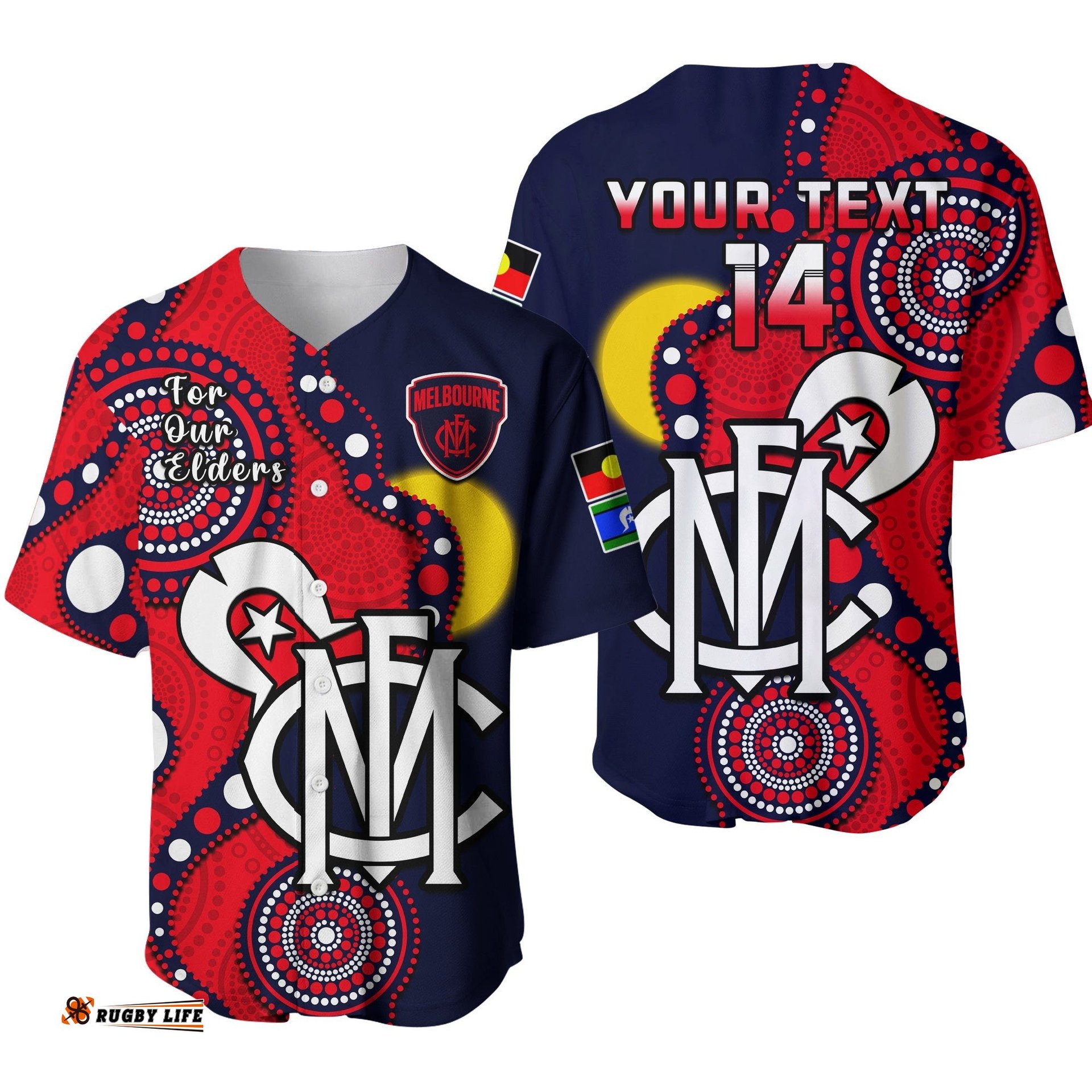 Custom Text And Number Melbourne Football NAIDOC Baseball Jersey Shirt Demons For Our Elders Indigenous Ver.01