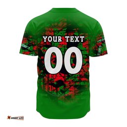 South Sydney Rabbitohs Baseball Jersey Shirt Camouflage Vintage NRL