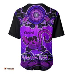 Personalised Australia Leo Lizard Zodiac Baseball Jersey Shirt Auz Astrology Aboriginal Purple