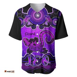 Personalised Australia Leo Lizard Zodiac Baseball Jersey Shirt Auz Astrology Aboriginal Purple
