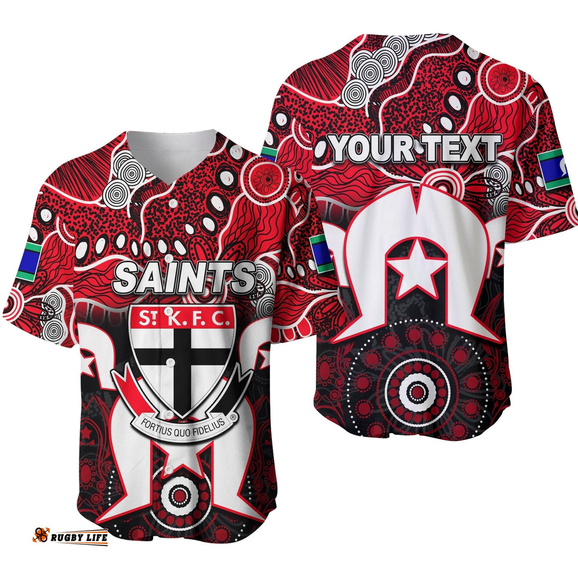 Custom Personalised Saints Australian Football Torres Strait Islanders Mix Aboriginal Baseball Jersey Shirt