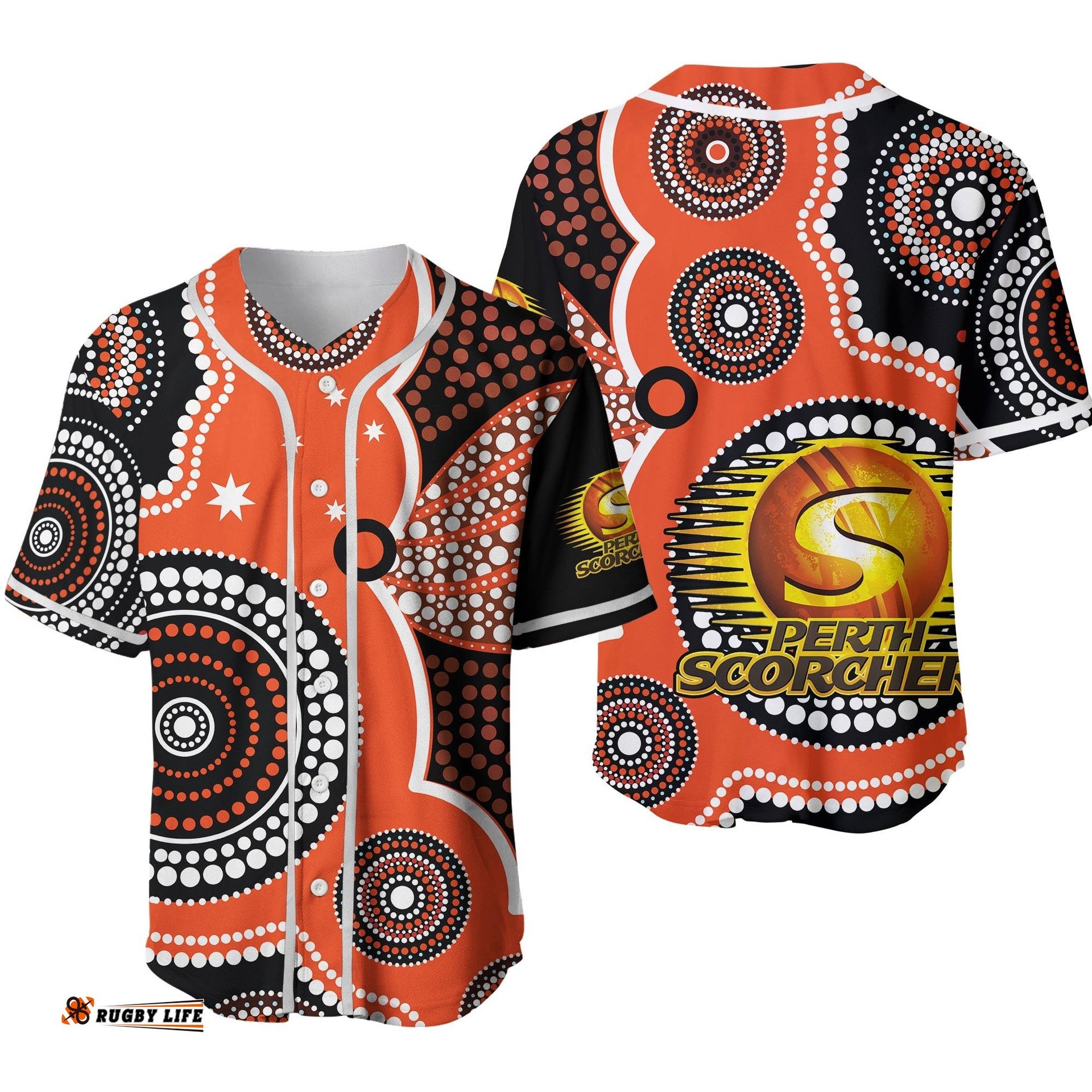 Perth Scorchers Baseball Jersey Shirt Australia Cricket BBL Aboriginal Ver.02