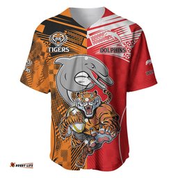 NRL Half Dolphins and Half Tigers Baseball Jersey Shirt Sporty Style