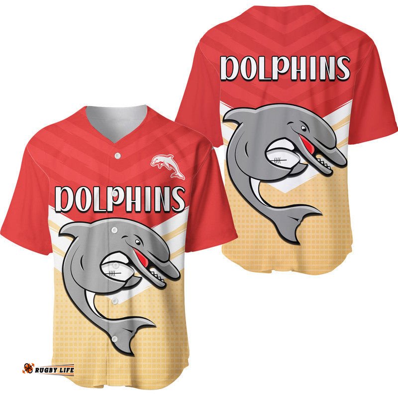 Redcliffe Dolphins Rugby Baseball Jersey Shirt Simple Style