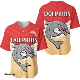 Redcliffe Dolphins Rugby Baseball Jersey Shirt Simple Style