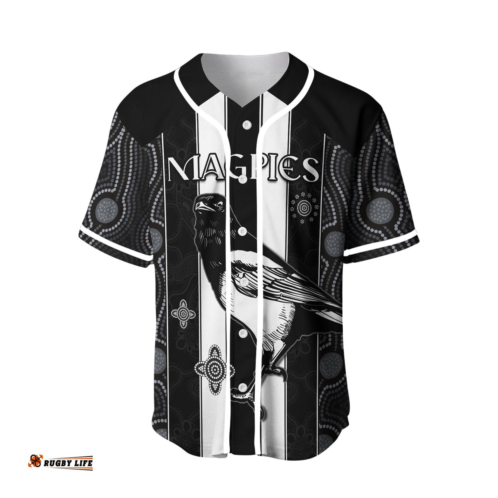 Magpies Indigenous Baseball Jersey Shirt We are the Champions