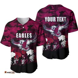 Custom Personalised NRL Anzac Day Baseball Jersey Shirt Sea Eagles Army Style