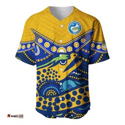 Custom Text and Number Eels Rugby Baseball Jersey Shirt Aboriginal and Polynesia Parramatta