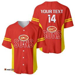 Personalised Gold Coast Football Baseball Jersey Shirt Go Suns Sporty Style