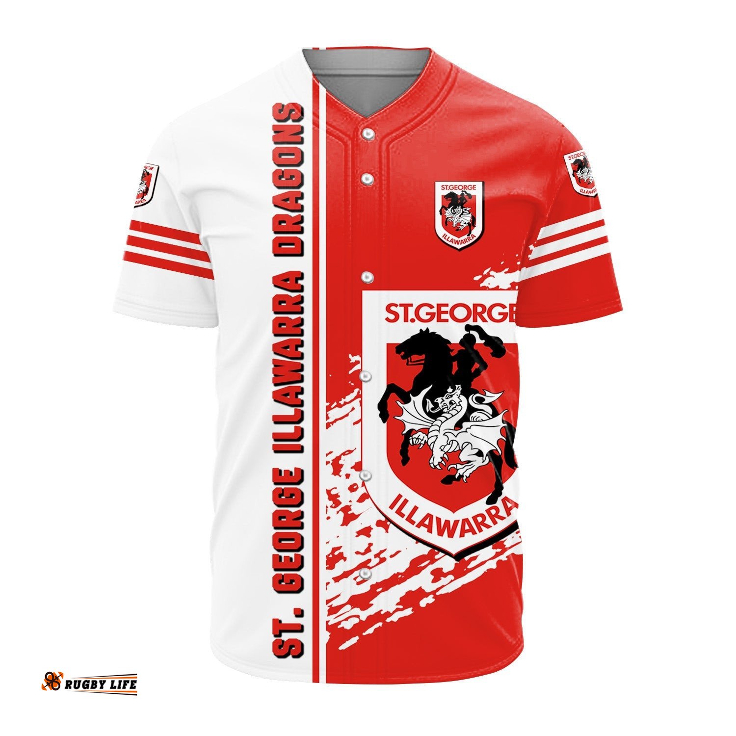 St. George Illawarra Dragons Baseball Jersey Shirt Quarter Style NRL