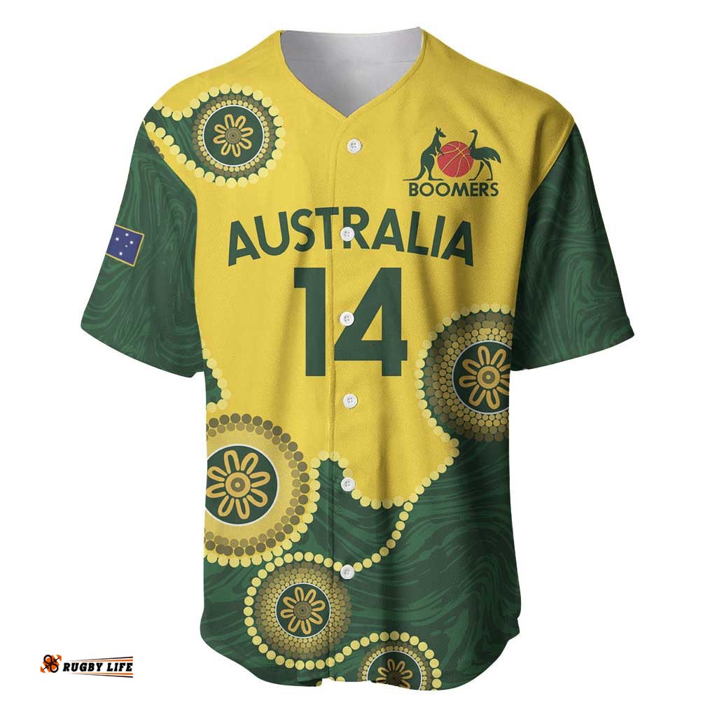 Custom Australia Boomers Baseball Jersey Shirt Aboriginal With Marble Pattern Yellow