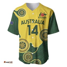 Custom Australia Boomers Baseball Jersey Shirt Aboriginal With Marble Pattern Yellow