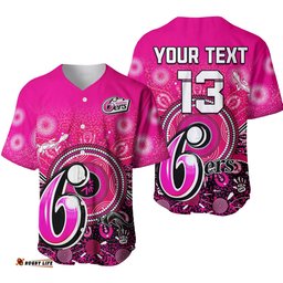 Custom Text and Number Sydney Sixers Baseball Jersey Shirt Aboriginal Australia Cricket Champion Ver.01