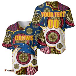 Custom Personalised And Number Crows AFL Baseball Jersey Shirt Aboriginal Patterns 02