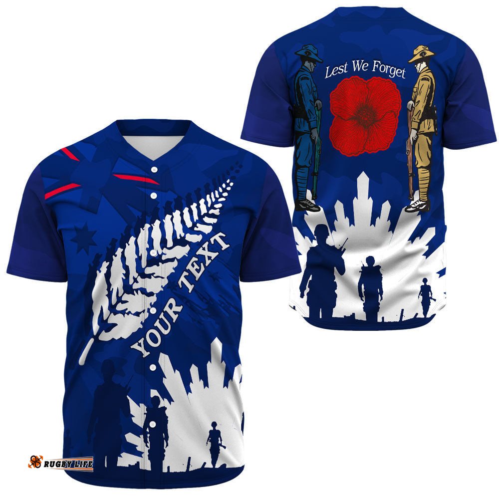 Custom Australia Anzac Camouflage Mix Fern Baseball Jersey Shirt