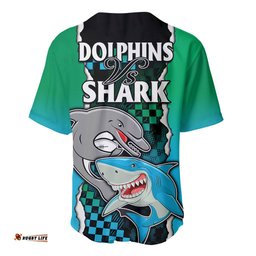 NRL Combine Rabbitohs and Shark Baseball Jersey Shirt Sporty Style