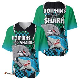 NRL Combine Rabbitohs and Shark Baseball Jersey Shirt Sporty Style