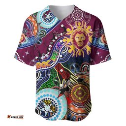 Custom NAIDOC Week 2024 Brisbane Lions Baseball Jersey Shirt Australia Aboriginal Dot Painting