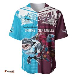 Custom Sea Eagles And Sharks Rugby Baseball Jersey Shirt Sporty Style