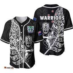 New Zealand Tiki Rugby Baseball Jersey Shirt NZ Warriors Fern Maori Style 08