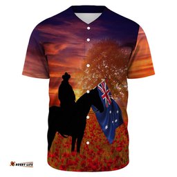 Australia Lest We Forget Light Horse Silhouette Baseball Jersey Shirt