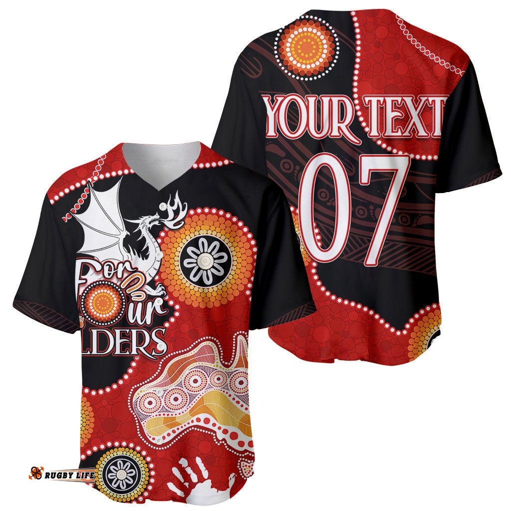 Personalised NAIDOC Week NRL Dragons For Our Elders Baseball Jersey Shirt