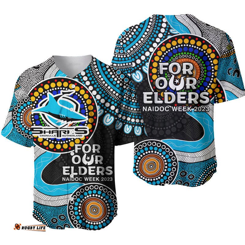 Sharks Rugby Baseball Jersey Shirt NAIDOC Aboriginal