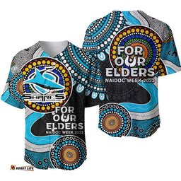 Sharks Rugby Baseball Jersey Shirt NAIDOC Aboriginal