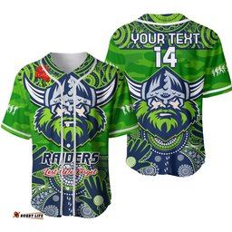 Custom Text And Number Raiders Rugby ANZAC Baseball Jersey Shirt Dots Poppy Mix Camouflage Lest We Forget Ver.02