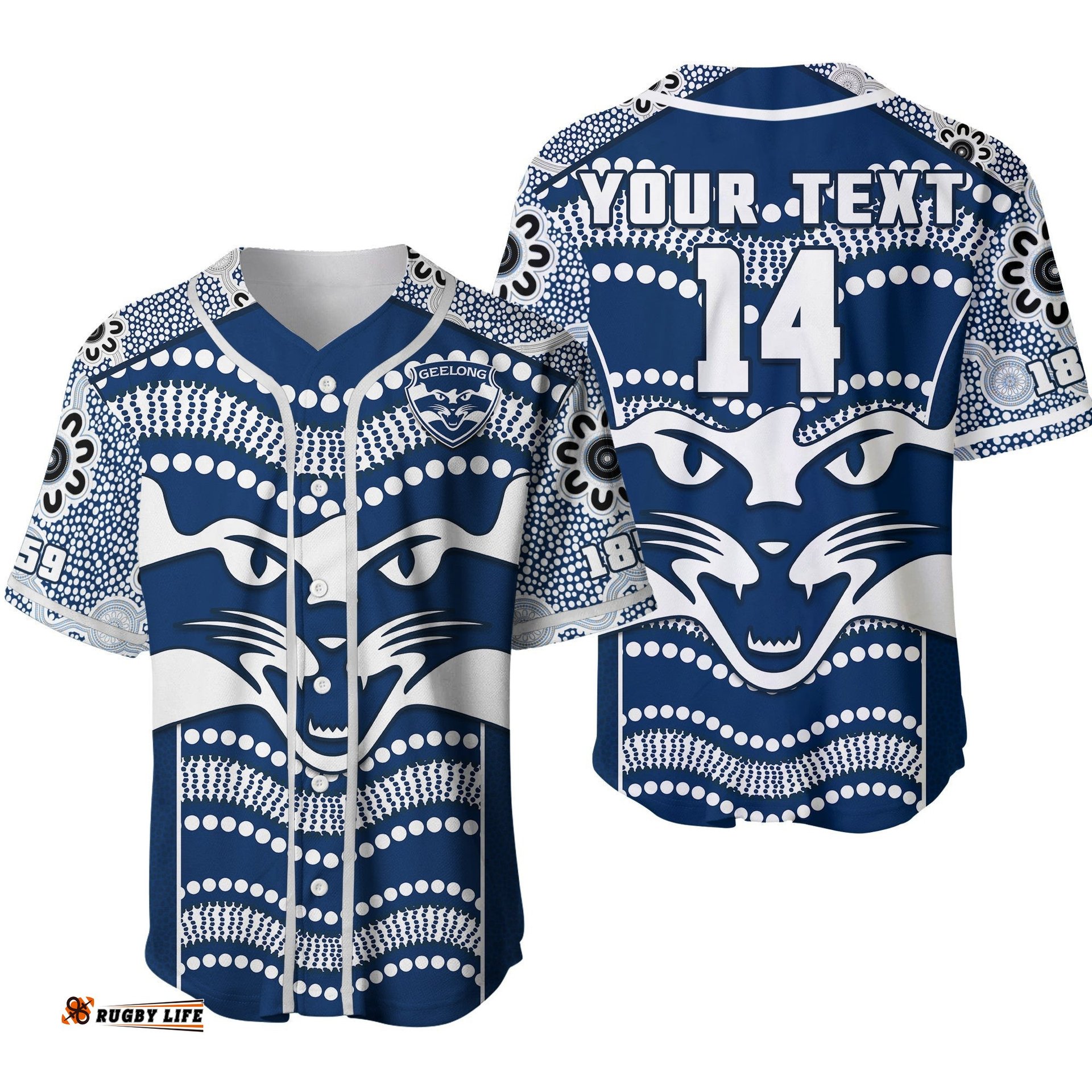 Custom Text And Number Cats Football Baseball Jersey Shirt Geelong 1859 Indigenous Sporty Version Ver.02