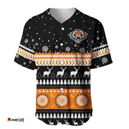 Custom Personalised Wests Tigers Baseball Jersey Shirt Merry Christmas Energy