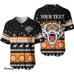 Custom Personalised Wests Tigers Baseball Jersey Shirt Merry Christmas Energy